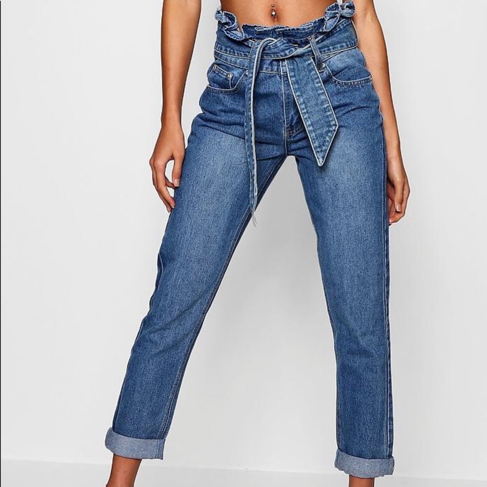 boohoo paperback waist blue jeans size 2 NWT